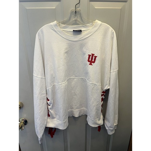 Indiana University IU “ Spirit Jersey “ Brand Lace Side Long Sleeve Shirt Top XL - Picture 1 of 3